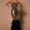 Fashion Nova Julianne Feather Sequin Maxi Dress - Gold/Black -fashion nova dresses Shop 08 11 22Studio6 SN KP 14 43 13 36 GW22X2144 GoldBlack 1652 JB