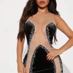 Fashion Nova Talk Of Town Velvet Mini Dress - Black