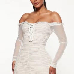 Fashion Nova Maura Mesh Dress - White