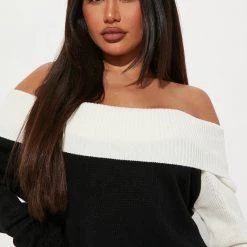 Fashion Nova Odessa Sweater Mini Dress - Black/White -fashion nova dresses Shop 08 15 22Studio2 ME SS 14 39 32 36 PIDD613 BlackWhite 3136 PB