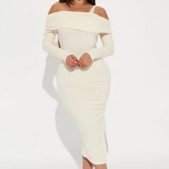 Fashion Nova Not Again Midi Dress - Cream