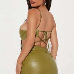 Fashion Nova Tough Love Faux Leather Mini Dress - Olive -fashion nova dresses Shop 08 15 22Studio2 ME SS 14 59 46 42 FS22F904 Olive 3205 KS