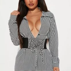 Fashion Nova Petite Make A Choice Shirt Dress - Black/White