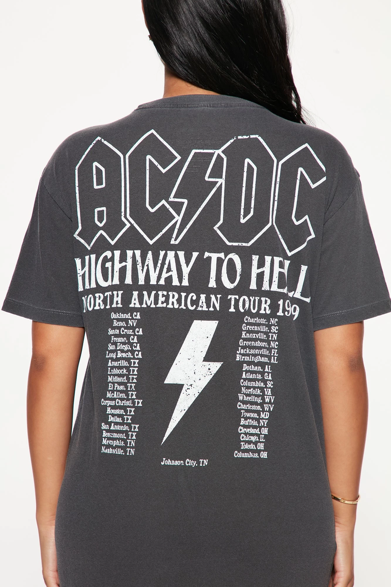 Fashion Nova Petite ACDC T-Shirt Dress - Black 6 Fashion Nova Petite ACDC T-Shirt Dress - Black - Image 4