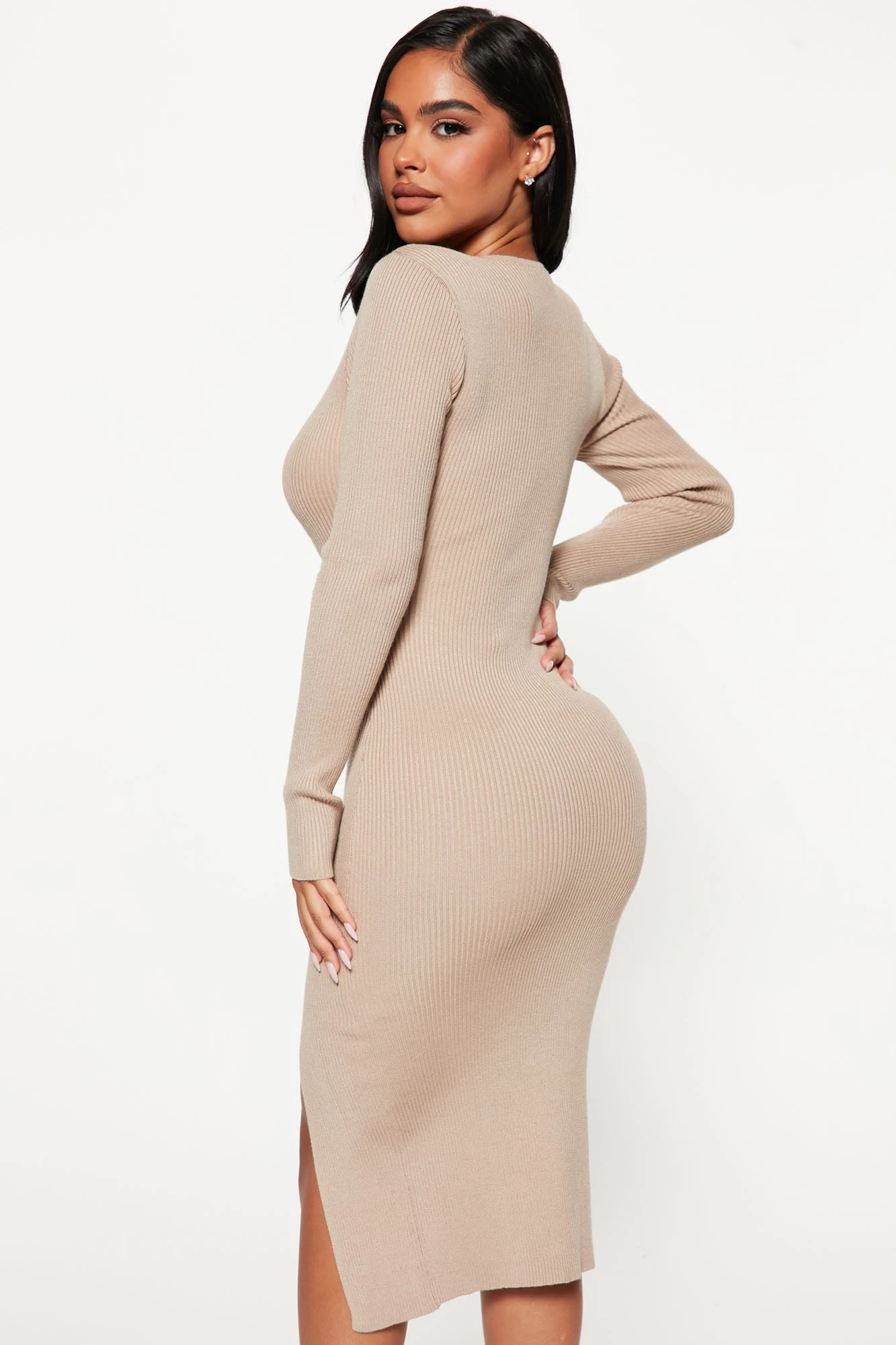 Fashion Nova Hot Cocoa Sweater Midi Dress - Taupe 5 Fashion Nova Hot Cocoa Sweater Midi Dress - Taupe - Image 3