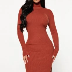 Fashion Nova One Chance Sweater Midi Dress - Rust -fashion nova dresses Shop 08 15 22Studio4 KS CC 16 00 26 74 HF22F767 Rust 1698 JB