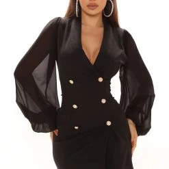 Fashion Nova Highest Society Blazer Dress - Black