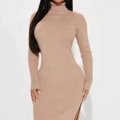 Fashion Nova One Chance Sweater Midi Dress - Cream