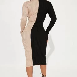 Fashion Nova Split Into Two Sweater Midi Dress - Black/combo -fashion nova dresses Shop 08 16 22Studio1 KS 11 11 05 28 RDAE6842FN Blackcombo 3717 KS