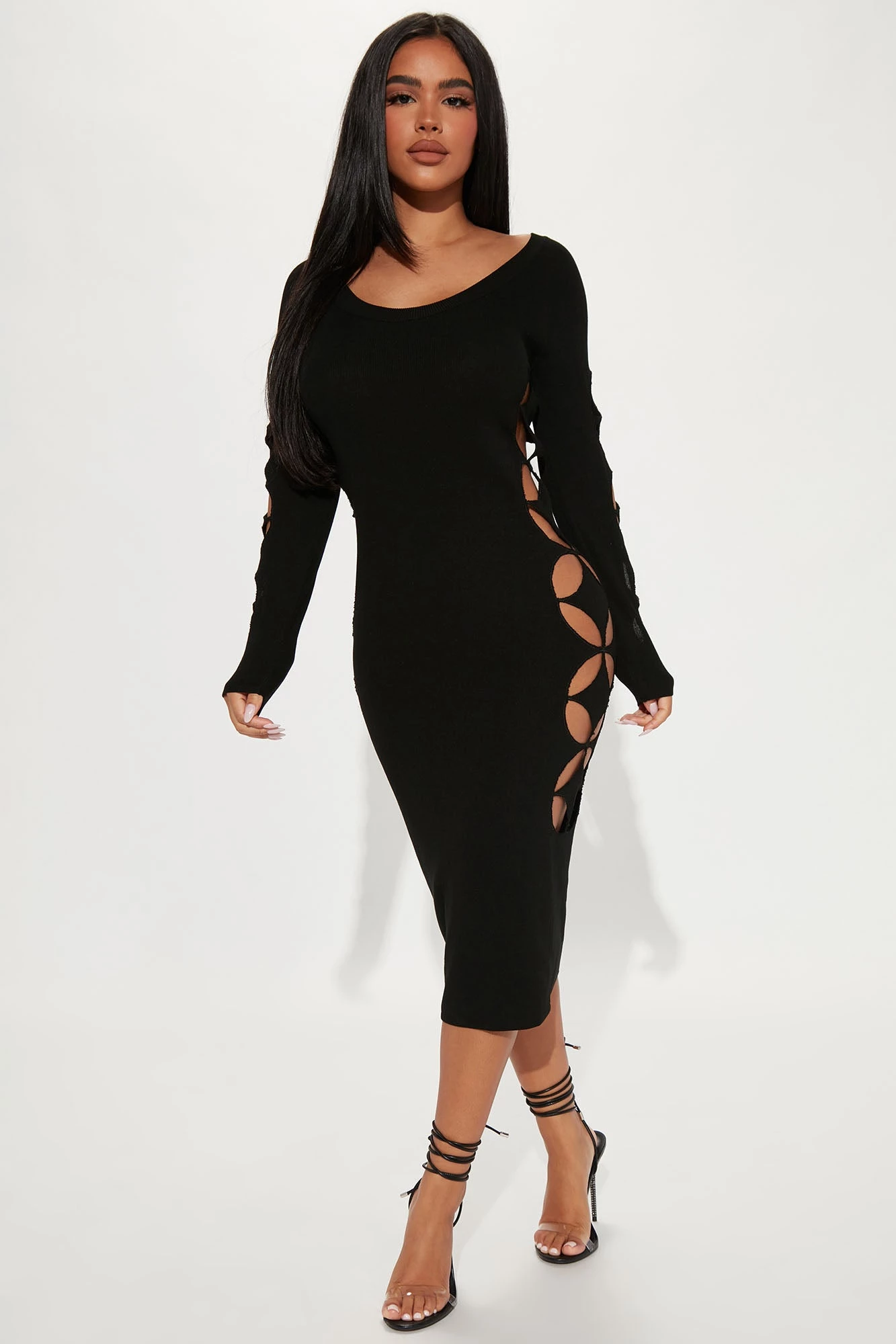 Fashion Nova Ava Cut Out Midi Dress - Black 3 Fashion Nova Ava Cut Out Midi Dress - Black