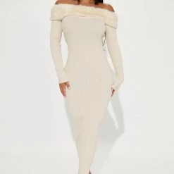 Fashion Nova Hot And Cold Maxi Dress - Beige