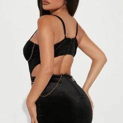 Fashion Nova Elle Velvet Chain Mini Dress - Black -fashion nova dresses Shop 08 16 22Studio2 MS 09 42 16 2 JD3460 Black 3345 JB