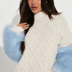 Fashion Nova Paige Sweater Mini Dress - Ivory/combo -fashion nova dresses Shop 08 16 22Studio2 MS 10 26 19 10 ID5680 Ivorycombo 3458 PB