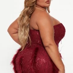Fashion Nova Call Me Feather Sequin Mini Dress - Burgundy -fashion nova dresses Shop 08 16 22Studio6 SN KP 15 50 16 61 DR2510 Burgundy P 9130 PLUS JB