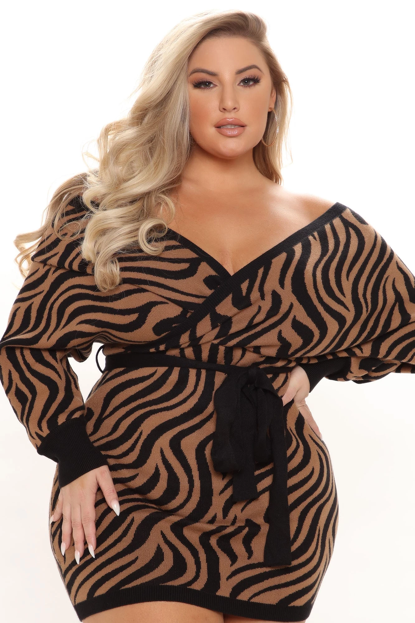 Fashion Nova Free To Roam Zebra Sweater Dress - Brown/combo 7 Fashion Nova Free To Roam Zebra Sweater Dress - Brown/combo - Image 5