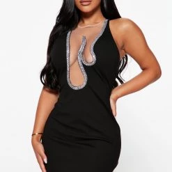 Fashion Nova Stars And Diamonds Mini Dress - Black