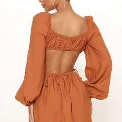 Fashion Nova Gianna Mini Dress - Rust -fashion nova dresses Shop 08 18 21Studio1 CE KP 10 01 52 12 FS22A724 Rust 2056 MH