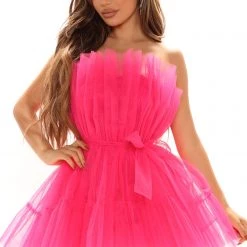 Fashion Nova Exclusive Tulle Mini Dress - Hot Pink -fashion nova dresses Shop 08 18 21Studio2 MS RB 10 34 18 21 HGD021 HotPink 11883 WG