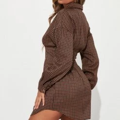 Fashion Nova Central Park Shirt Dress - Brown/combo -fashion nova dresses Shop 08 19 22Studio1 CE AC 15 23 46 62 HF22H401 Browncombo 6940 EH