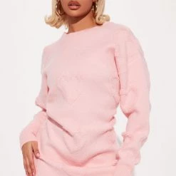 Fashion Nova Hearts Eyes Sweater Mini Dress - Pink