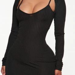 Fashion Nova Sasha Ribbed Midi Dress - Black -fashion nova dresses Shop 08 19 22Studio3 RM ON 15 27 25 19 RD47543L Black 1755 EH