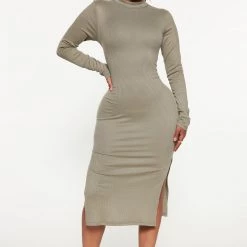 Fashion Nova Katie Midi Dress - Olive