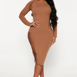 Fashion Nova Blair Midi Dress - Taupe