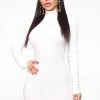 Fashion Nova Got Me Covered Ribbed Mini Dress - White