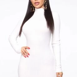 Fashion Nova Got Me Covered Ribbed Mini Dress - White