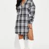 Fashion Nova Cabin Fever Flannel Midi Dress - Black/White -fashion nova dresses Shop 08 22 22Studio1 KJ KP 15 58 27 39 HF22G177 BlackWhite 7718 PB