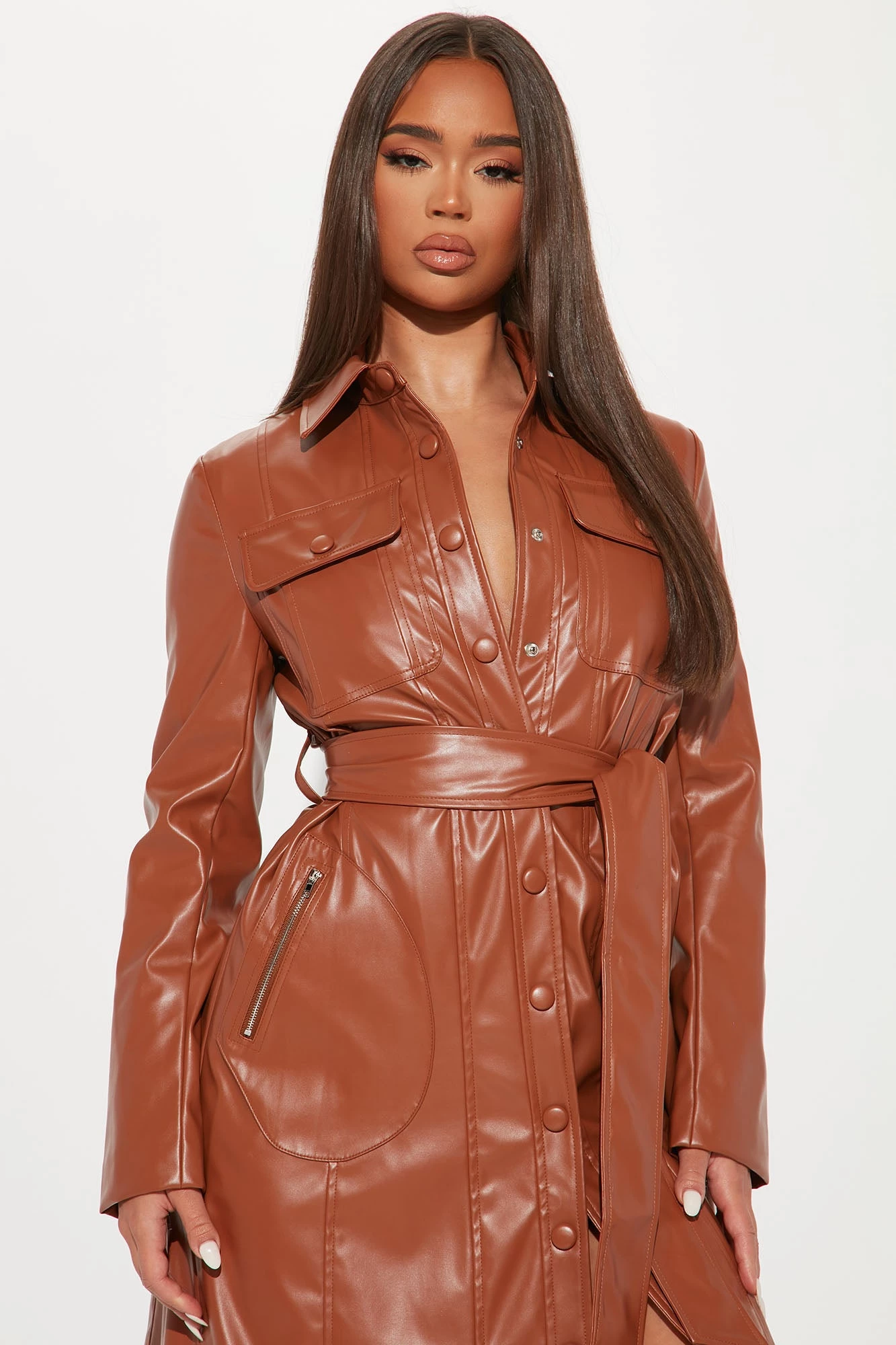 Fashion Nova Americana Faux Leather Maxi Dress - Camel 5 Fashion Nova Americana Faux Leather Maxi Dress - Camel - Image 3