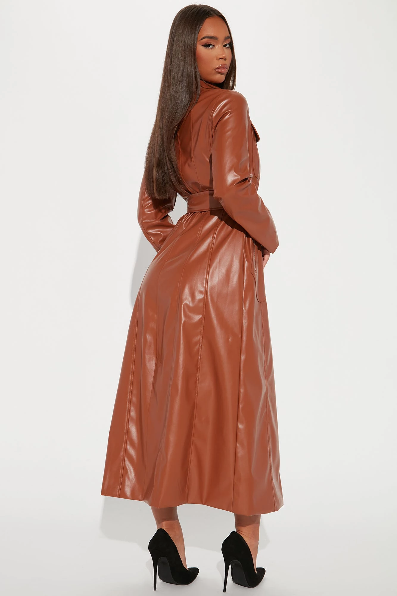Fashion Nova Americana Faux Leather Maxi Dress - Camel 7 Fashion Nova Americana Faux Leather Maxi Dress - Camel - Image 5