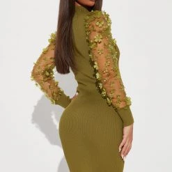 Fashion Nova Sheer Luck Sweater Midi Dress - Green -fashion nova dresses Shop 08 22 22Studio2 RT RL 11 53 12 34 RDAD2530FN Green 5584 PB