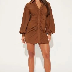 Fashion Nova Maribella Shirt Dress - Brown -fashion nova dresses Shop 08 22 22Studio2 RT RL 13 45 13 38 HF22F958 Brown 5611 PB