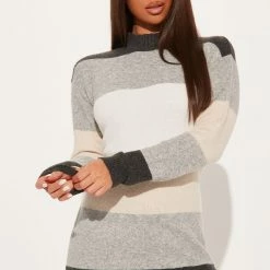 Fashion Nova Autumn Love Sweater Mini Dress - Grey/combo
