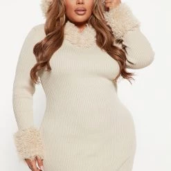 Fashion Nova Big Changes Sweater Midi Dress - Beige -fashion nova dresses Shop 08 22 22Studio4 DD DJ 10 06 36 4 LD7280BFN Beige 4185 PLUS EH
