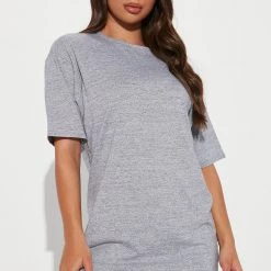 Fashion Nova Delilah T Shirt Dress - Heather Grey
