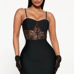 Fashion Nova Vixen Baddie Glove Mini Dress Set - Black