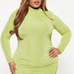 Fashion Nova Lily Ruched Maxi Dress - Lime -fashion nova dresses Shop 08 23 22Studio4 DM DJ 09 24 38 5 D8290 Lime 4734 PLUS SG