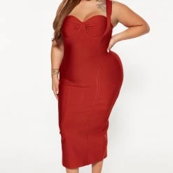 Fashion Nova Always Good Bandage Midi Dress - Rust -fashion nova dresses Shop 08 23 22Studio4 DM DJ 09 34 37 8 VD7856 Rust 4765 PLUS JB