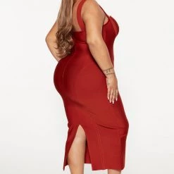 Fashion Nova Always Good Bandage Midi Dress - Rust -fashion nova dresses Shop 08 23 22Studio4 DM DJ 09 34 58 8 VD7856 Rust 4771 PLUS JB