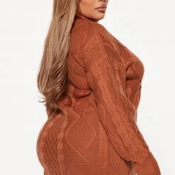 Fashion Nova Chilly Days Sweater Mini Dress - Cognac -fashion nova dresses Shop 08 23 22Studio4 DM DJ 10 18 13 19 91063NK Cognac 4883 PLUS JB