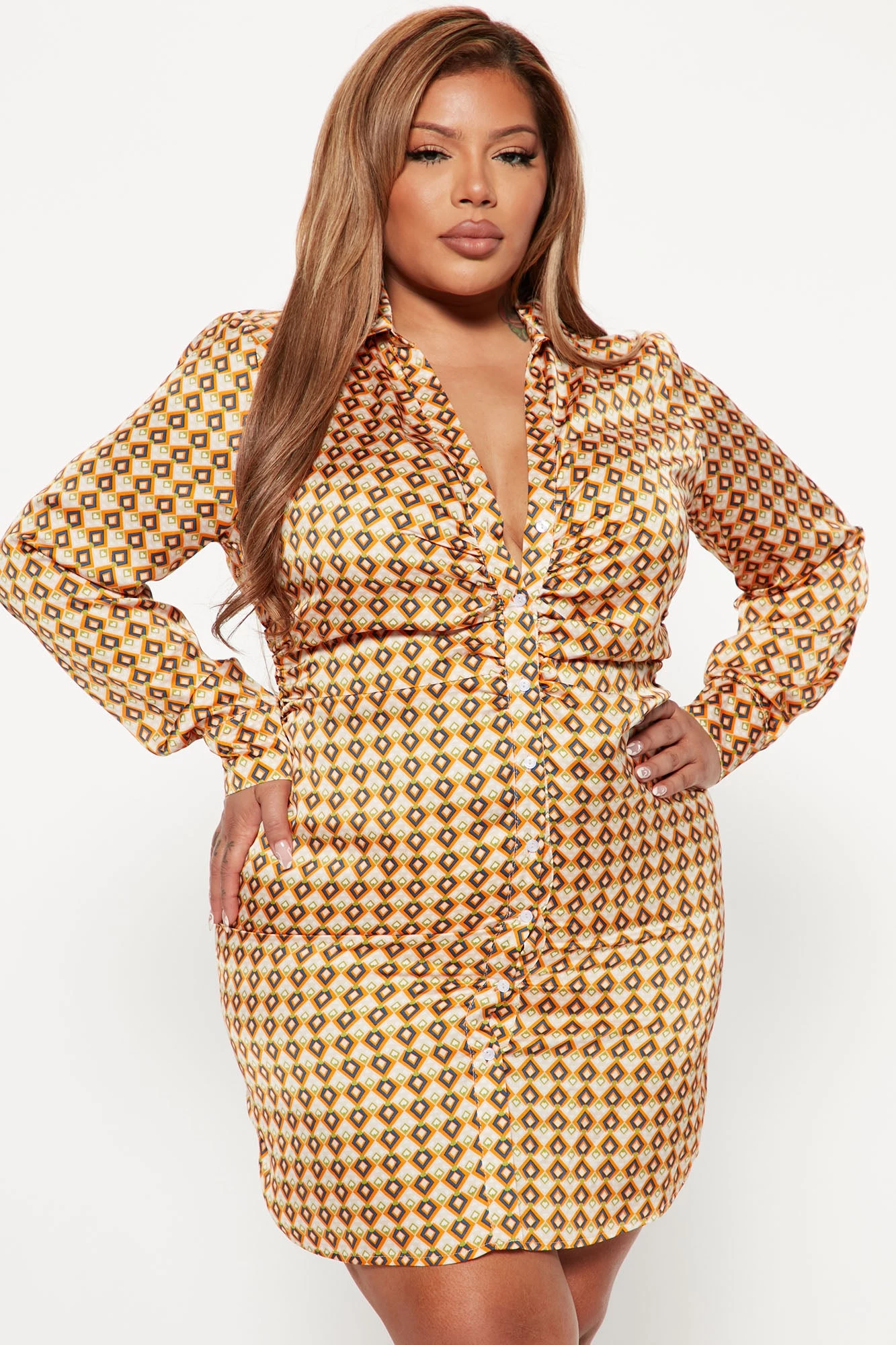 Fashion Nova Eliza Satin Mini Dress - Orange/combo 6 Fashion Nova Eliza Satin Mini Dress - Orange/combo - Image 4