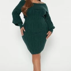 Fashion Nova Afternoon Tea Sweater Mini Dress - Green -fashion nova dresses Shop 08 23 22Studio4 DM DJ 13 57 22 50 91151SK Green 5263 PLUS SG