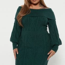 Fashion Nova Afternoon Tea Sweater Mini Dress - Green -fashion nova dresses Shop 08 23 22Studio4 DM DJ 13 57 26 50 91151SK Green 5265 PLUS SG