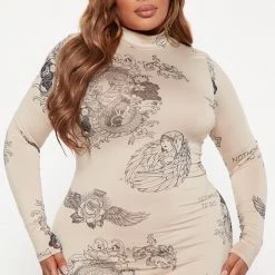 Fashion Nova Make No Mistake Midi Dress - Nude/combo -fashion nova dresses Shop 08 24 22Studio4 ME KP 10 13 07 10 D16525PD Nudecombo 5609 PLUS JB