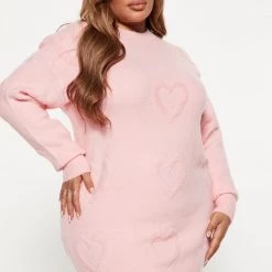 Fashion Nova Hearts Eyes Sweater Mini Dress - Pink -fashion nova dresses Shop 08 24 22Studio4 ME KP 11 12 25 28 D8130C Pink 5779 PLUS EH