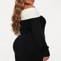 Fashion Nova Odessa Sweater Mini Dress - Black/White -fashion nova dresses Shop 08 24 22Studio4 ME KP 14 42 09 58 PIDD613 BlackWhite 6063 PLUS WG