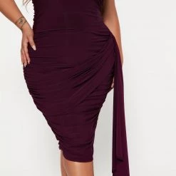 Fashion Nova Ami Ruched Midi Dress - Plum -fashion nova dresses Shop 08 24 22Studio4 ME KP 15 36 12 69 D5851 Plum 6168 PLUS SG
