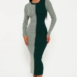 Fashion Nova Chai Latte Sweater Midi Dress - Hunter